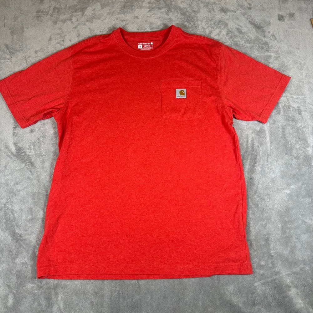 Carhartt K87 Mens Red Heather Loose Fit Short Sleeve Pocket T-Shirt Size Medium